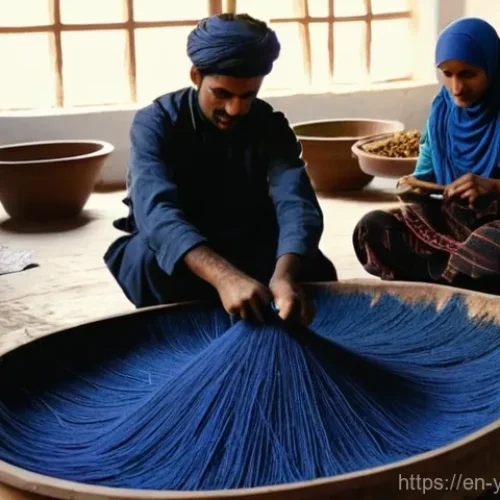 Home 24 예멘 전통 천연 염료 제작법 - **Prompt:** A vibrant, bustling scene inside a traditional Yemeni dye workshop, bathed in warm, natu...