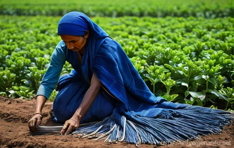 예멘 전통 천연 염료 제작법 - **Prompt:** A vibrant, bustling scene inside a traditional Yemeni dye workshop, bathed in warm, natu...