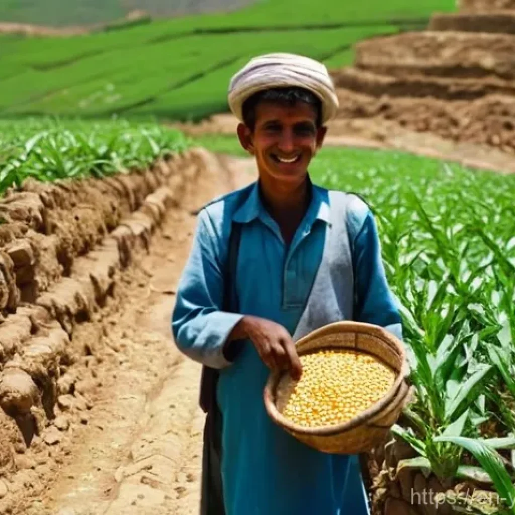 예멘 주요 경제 활동 - **Yemeni Agricultural Resilience:** A serene yet determined Yemeni farmer, either a man or a woman, ...
