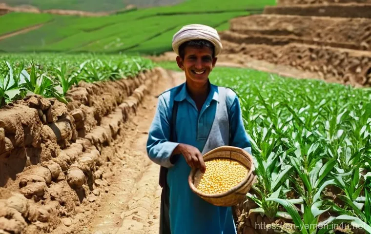 예멘 주요 경제 활동 - **Yemeni Agricultural Resilience:** A serene yet determined Yemeni farmer, either a man or a woman, ...
