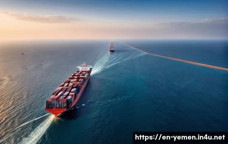예멘 홍해에서의 전략적 이점 - **Prompt 1: The Global Commerce Superhighway**
"A breathtaking aerial shot capturing the immens...