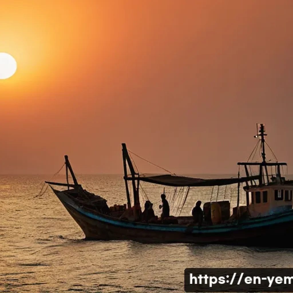 예멘 무역과 수출입 주요 품목 - **Image Prompt:** "A bustling marketplace in a Yemeni city. Vendors are selling fresh produce, spice...